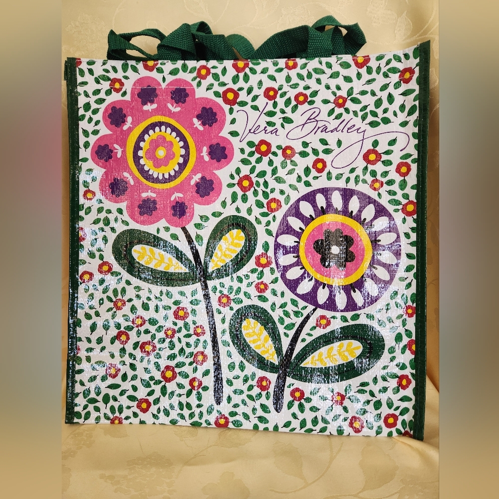 Set Of 5 Vera Bradley Pink and Purple Reusable Shopping Floral Bags NWT